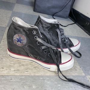 dark grey converse chuck taylor bootie women’s all star lux hidden wedge heel